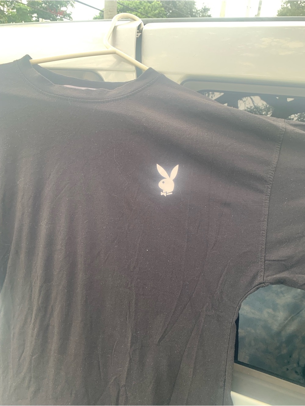 PLAYBOY Black Short Sleeve Tee with White Bunny Logo